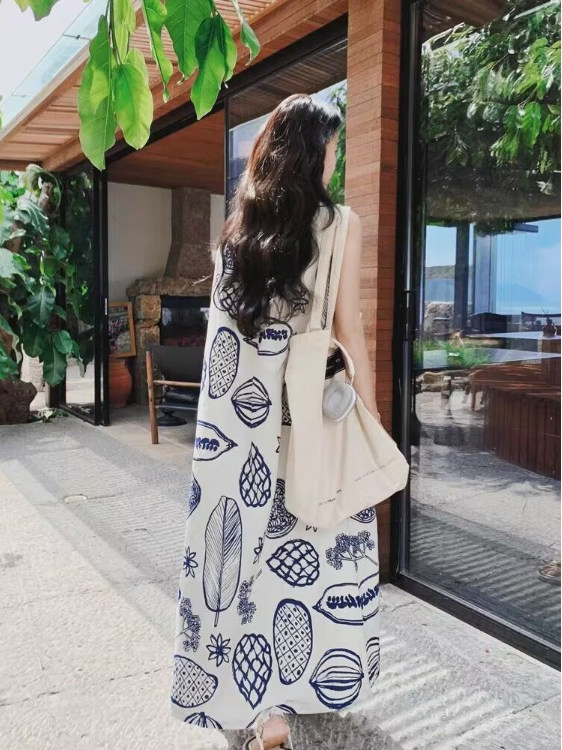 Summer Clothing Tagline - Vestido Feminino Solto de Verão com
