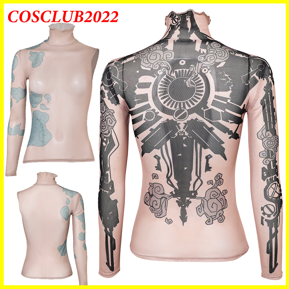 Summer Clothing Modest - Mulheres arcano jinx cosplay camisa tatuagem