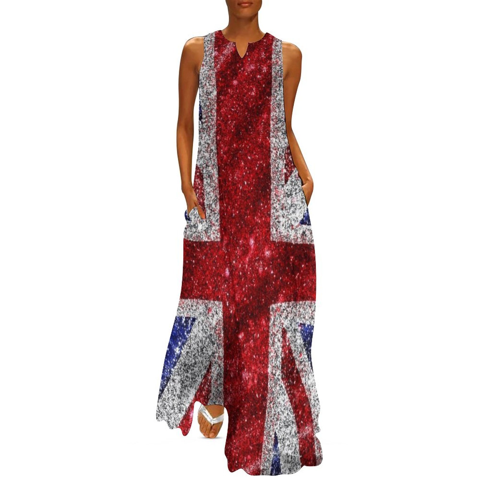 Summer Clothing Women Uk - Falso glitter union jack bandeira reino