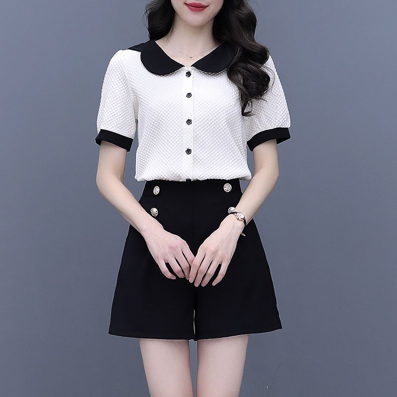 Summer Clothing Trends 2025 Women'S - Contraste cor botão conjuntos curtos para