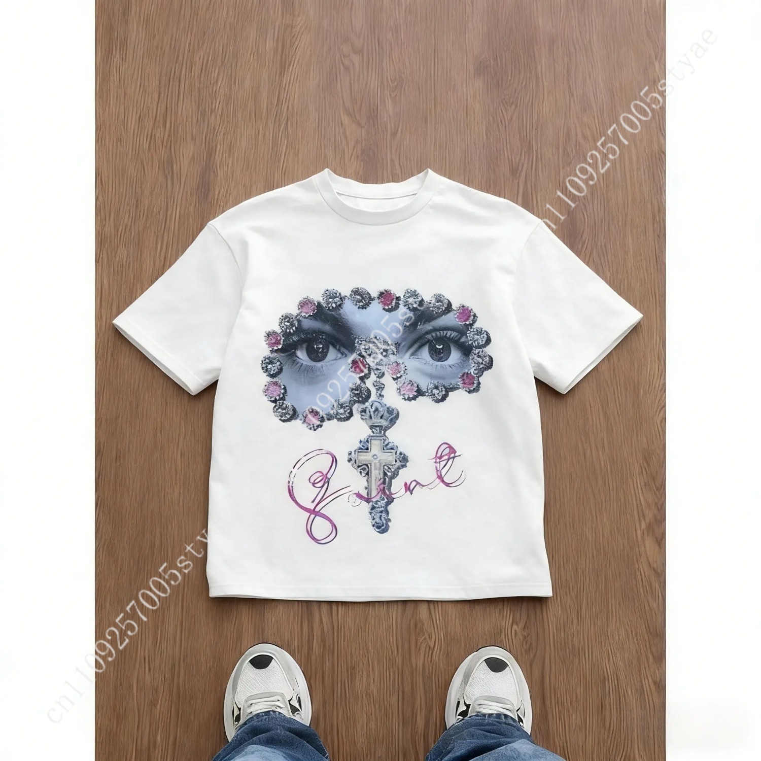 Summer Quilt - Camiseta Masculina Estampada de Caimento Solto,