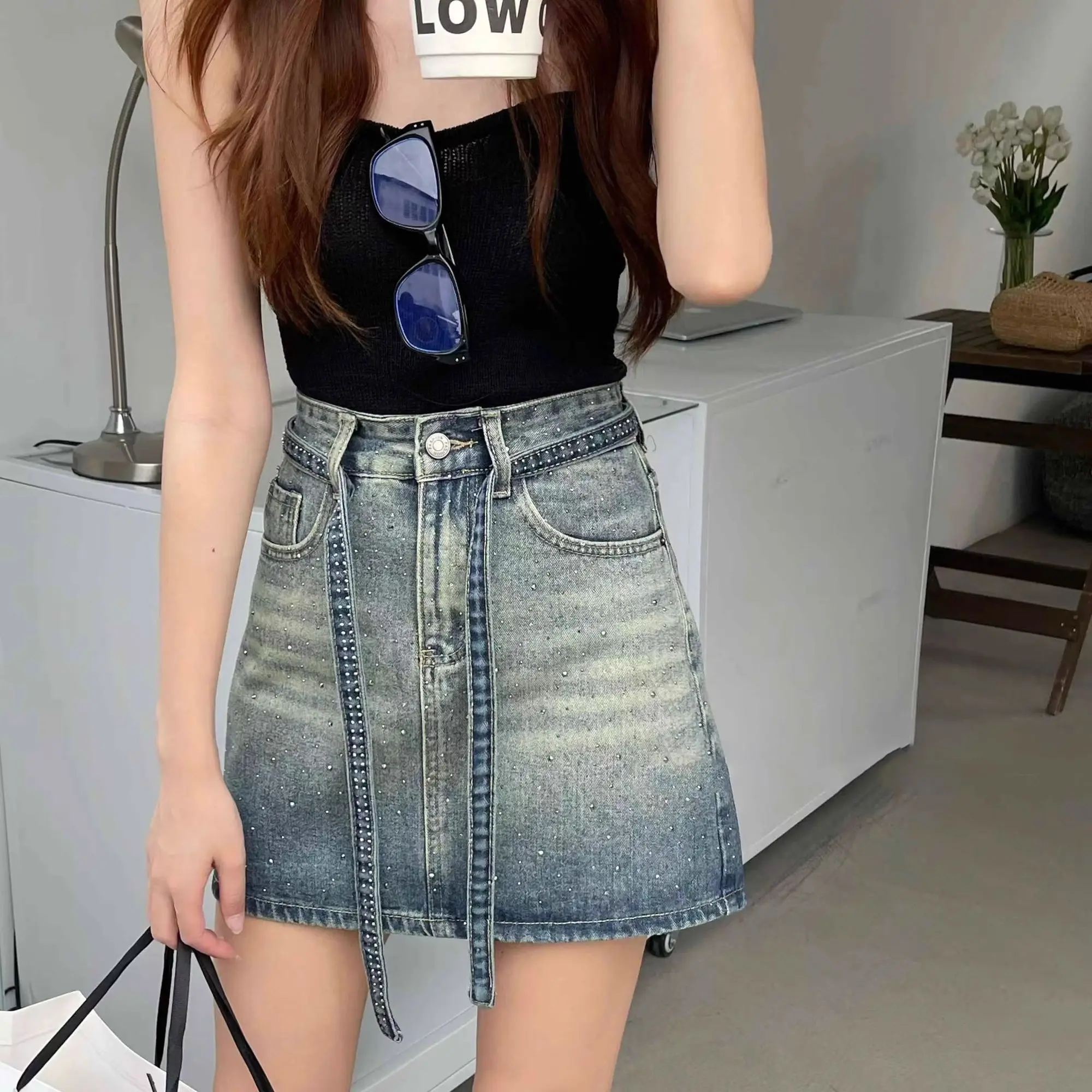 Summer Clothing Trends 2025 Women'S - Saias jeans para mulheres gradiente cintura