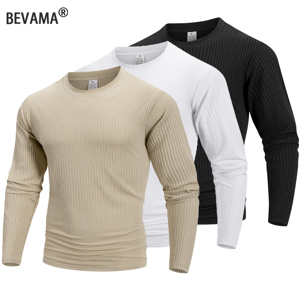 Summer Knit Clothing - Camiseta de Manga Longa Masculina de