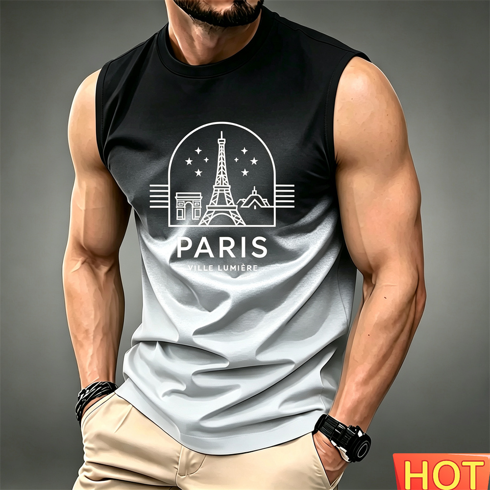 Summer Clothing In Paris - Camiseta masculina de verão sem mangas