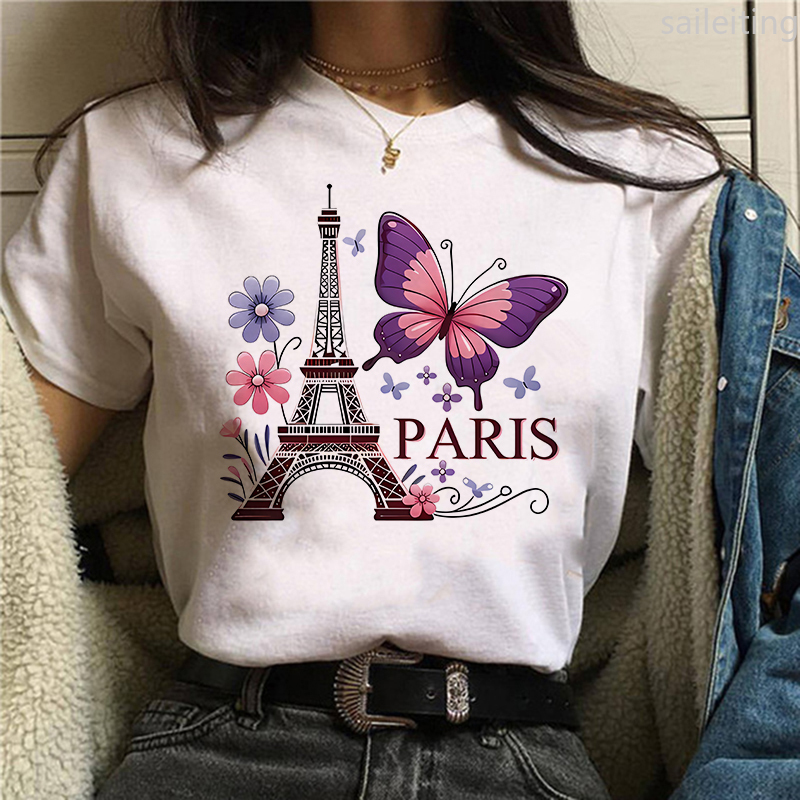 Summer Clothing In Paris - 90s cor flor borboleta paris design