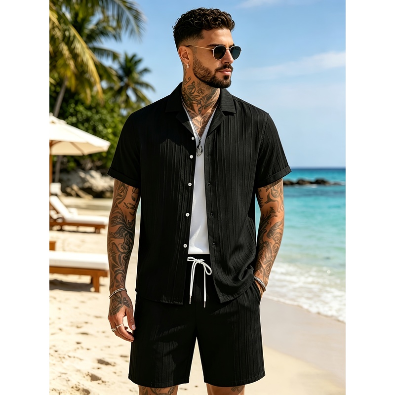 Summer Knit Clothing - Conjunto de terno casual masculino de