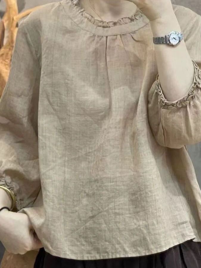 Summer Clothing Old Money - Camisa Elegante de Algodão e Linho