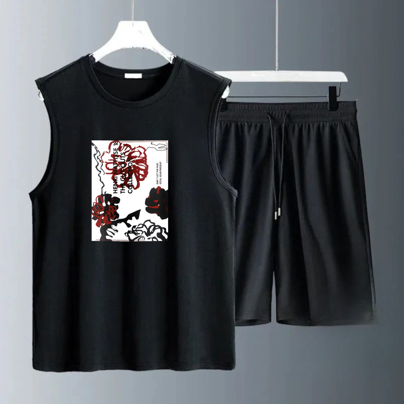Summer Knit Clothing - Conjuntos de Camisetas Sem Mangas Masculinas