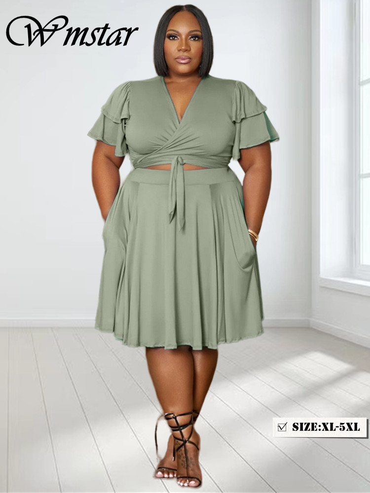 Summer Clothing Bundle - Wmstar-V Neck Mini Saias e Bolsos