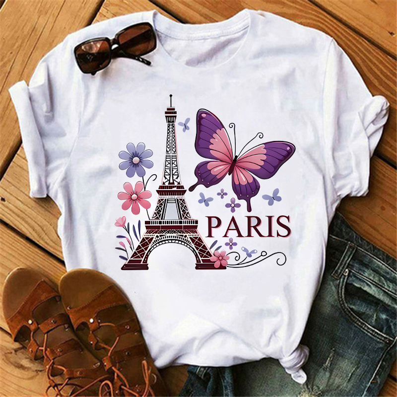 Summer Clothing In Paris - 90s cor flor borboleta paris design