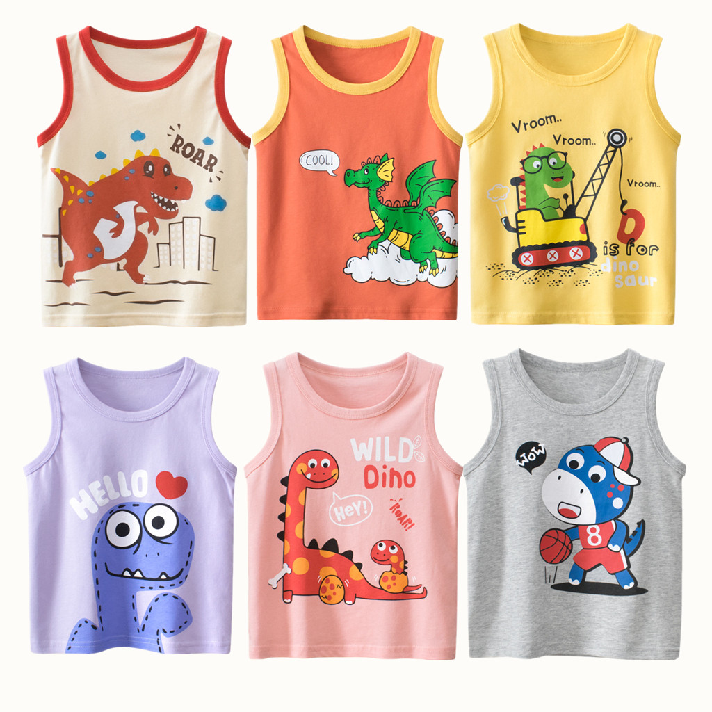Summer Clothing For Baby Boy - Coletes infantis de dinossauro, 100% algodão,
