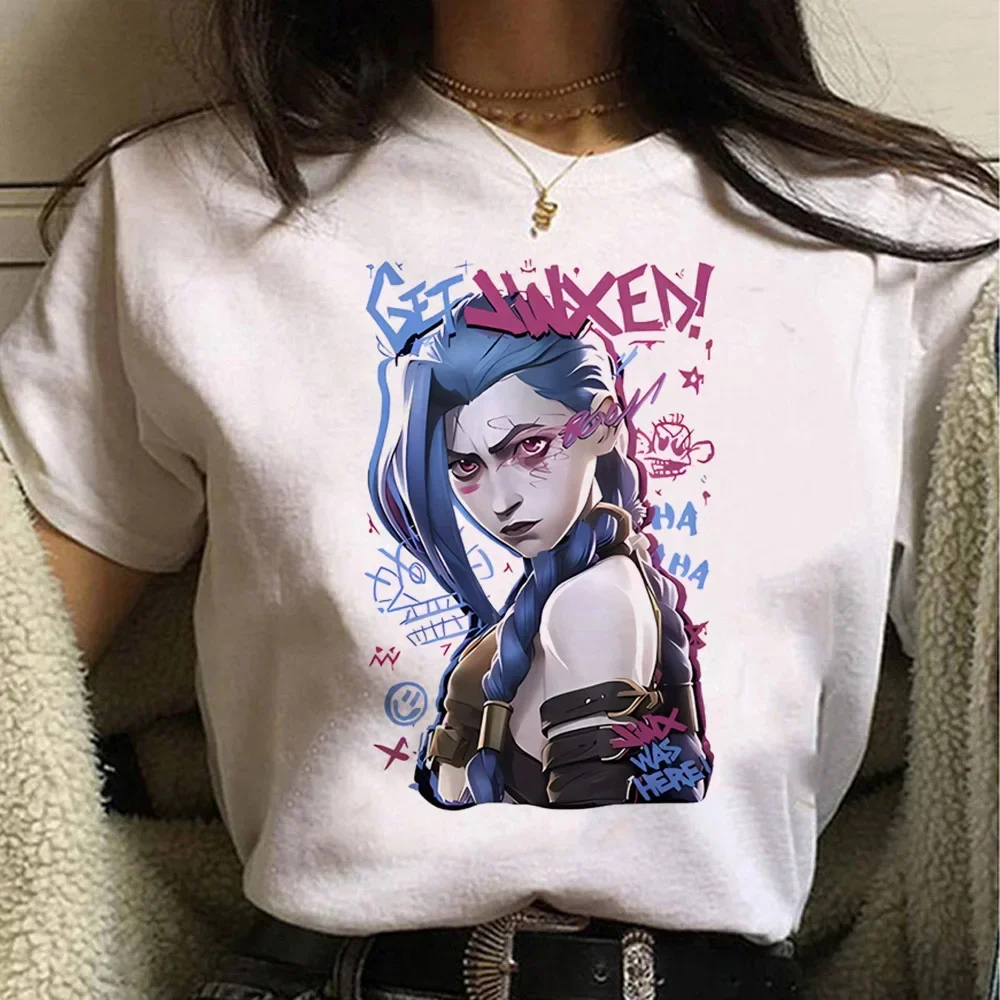 Jinx arcane macaco t camisa an - Summer Grunge Clothing avaliação e preço