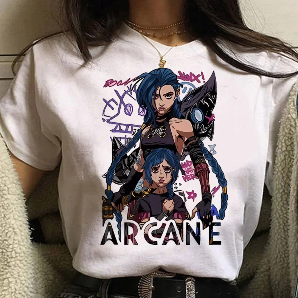 Jinx arcane macaco t camisa an - Summer Grunge Clothing avaliação e preço