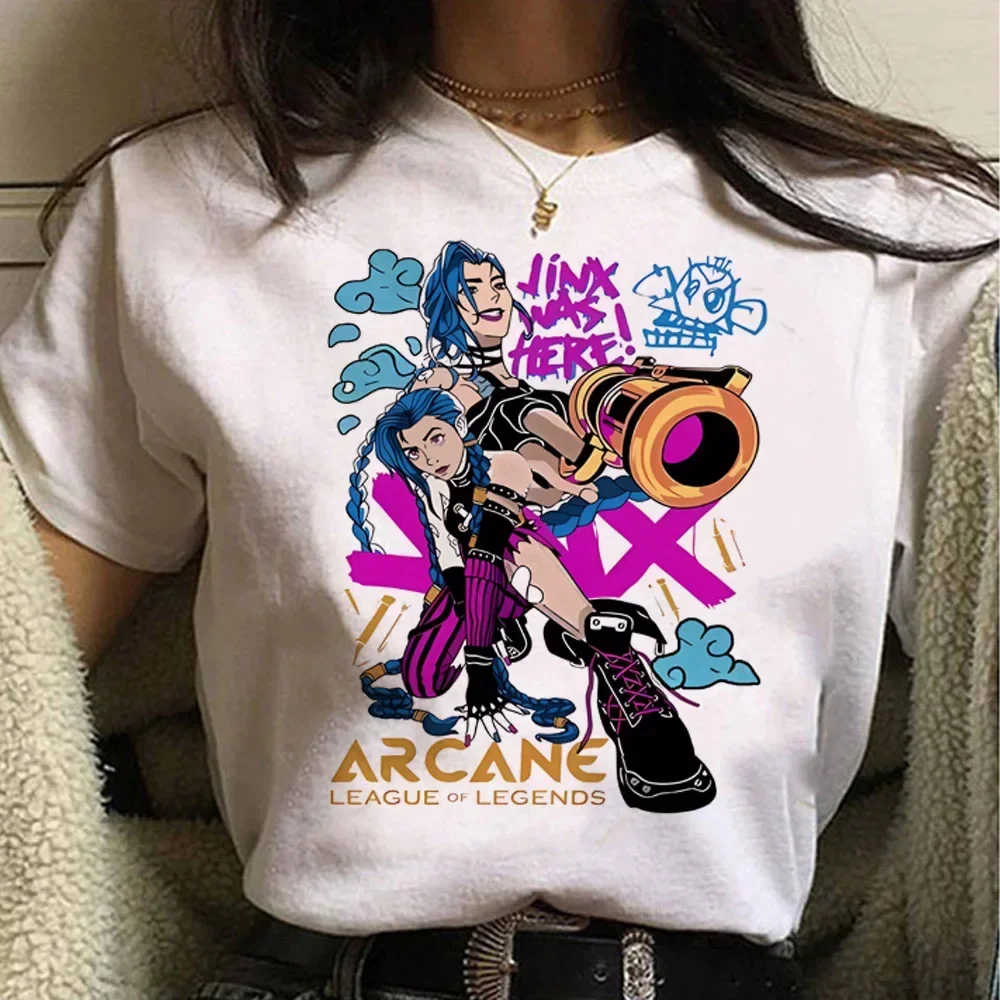 Jinx arcane macaco t camisa an - Summer Grunge Clothing avaliação e preço