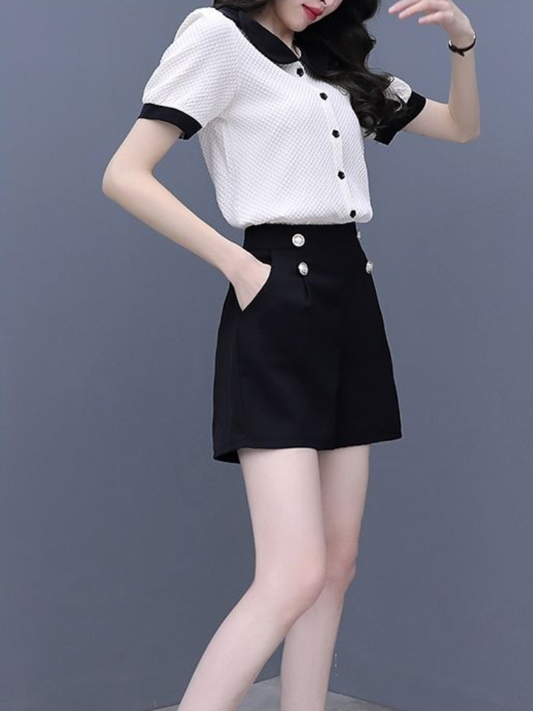 Contraste cor botão conjuntos  - Summer Clothing Trends 2025 Women'S avaliação e preço