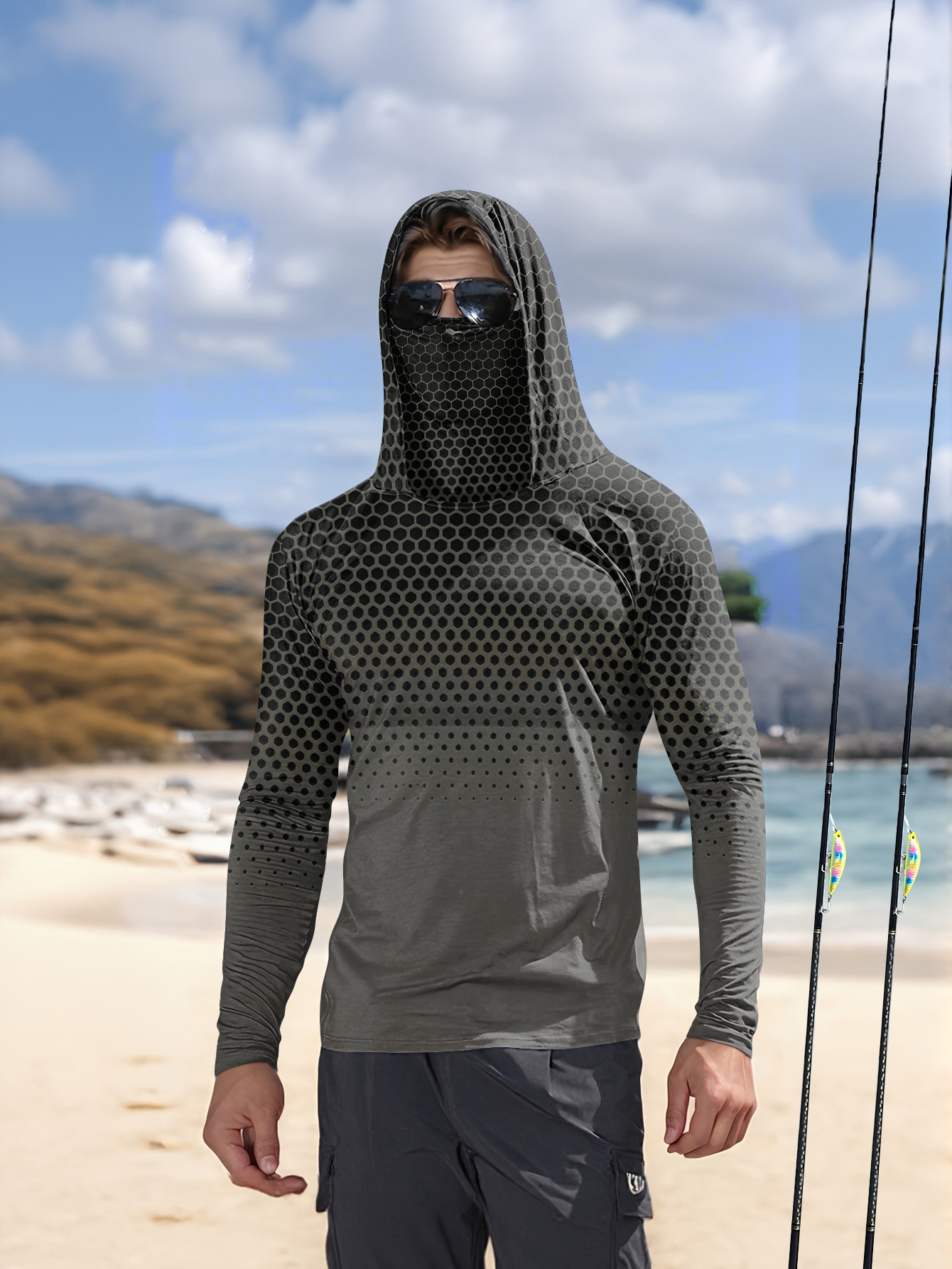 Camisa de pesca masculina com  - Summer Knit Clothing avaliação e preço