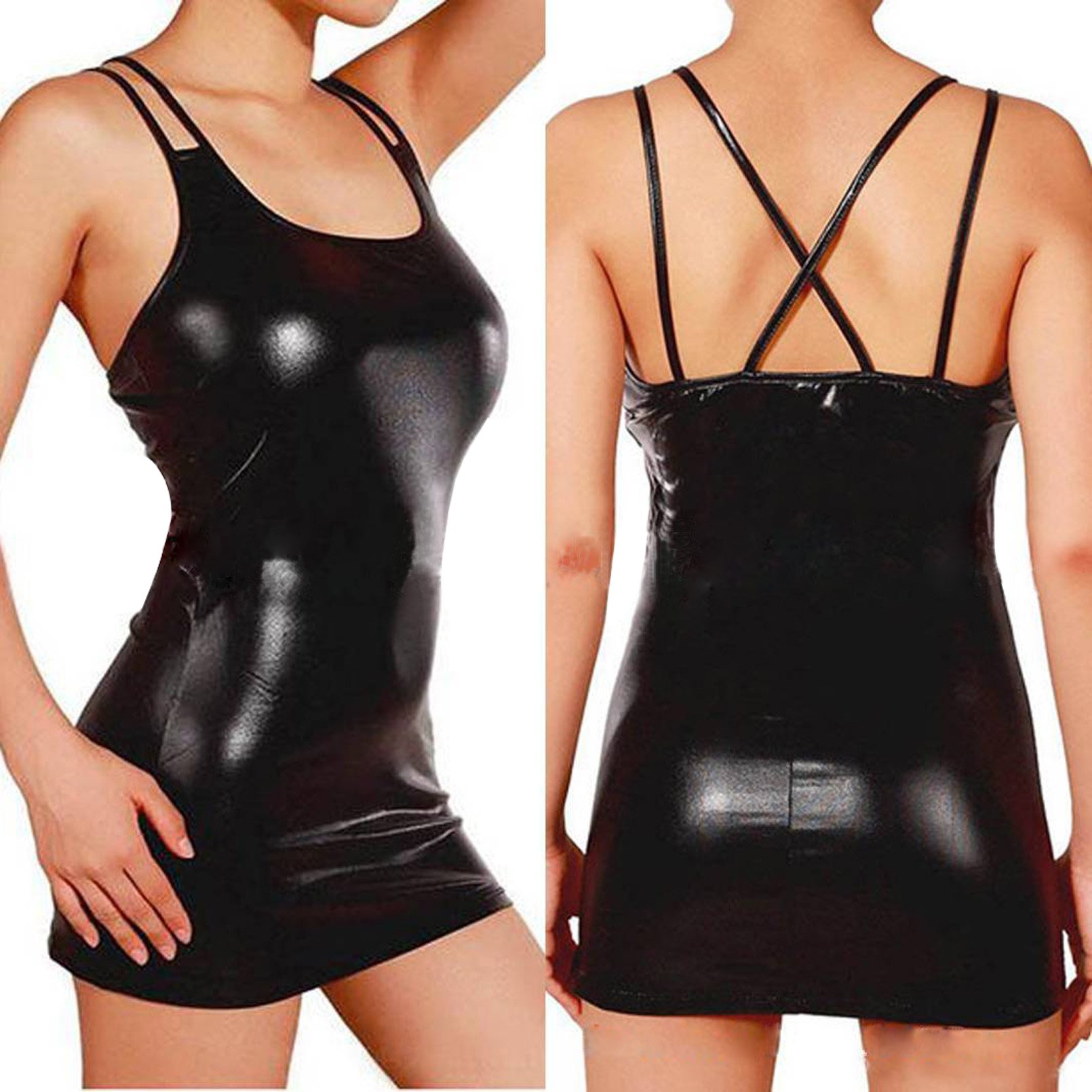 Mini vestido de couro metálico - Summer Clothing Women Uk avaliação e preço