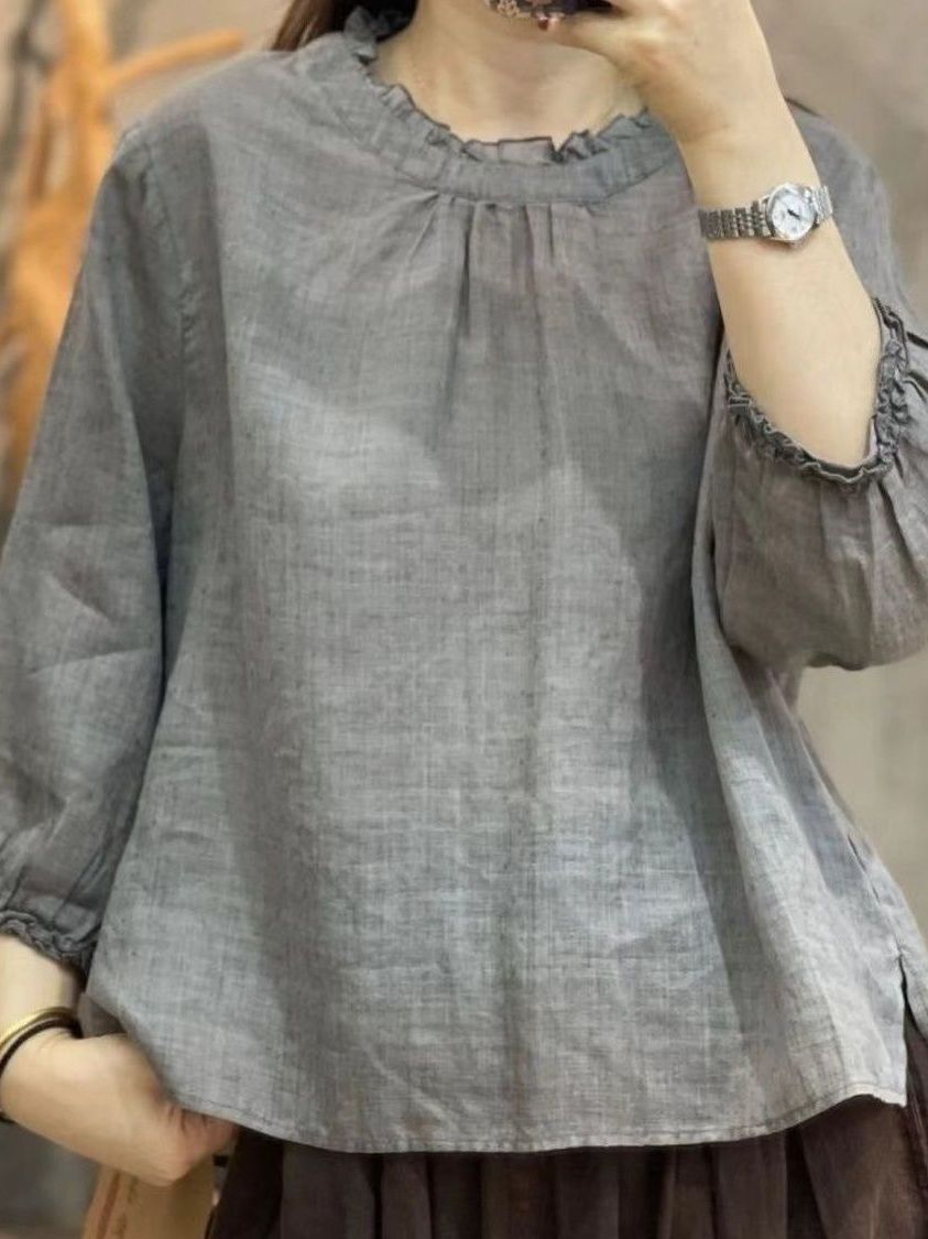 Camisa Elegante de Algodão e L - Summer Clothing Old Money avaliação e preço