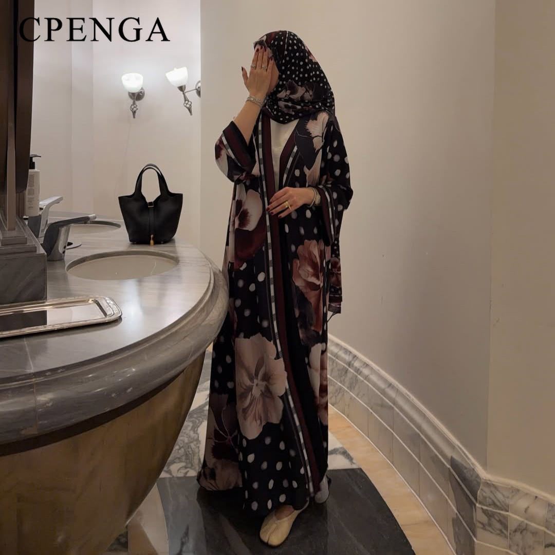 Abaya Floral de Duas Peças com - Summer Clothing Hijab avaliação e preço