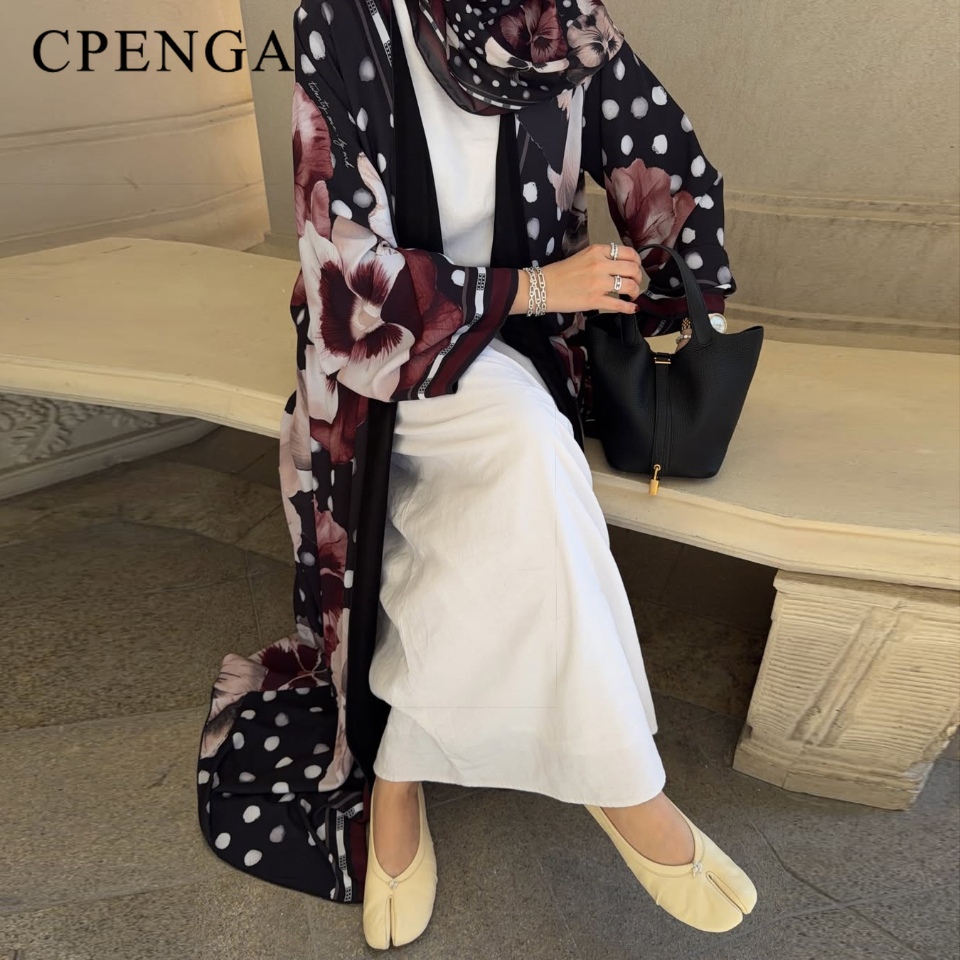 Abaya Floral de Duas Peças com - Summer Clothing Hijab avaliação e preço